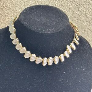 Vintage White Heart Golf Outlined Statement Necklace